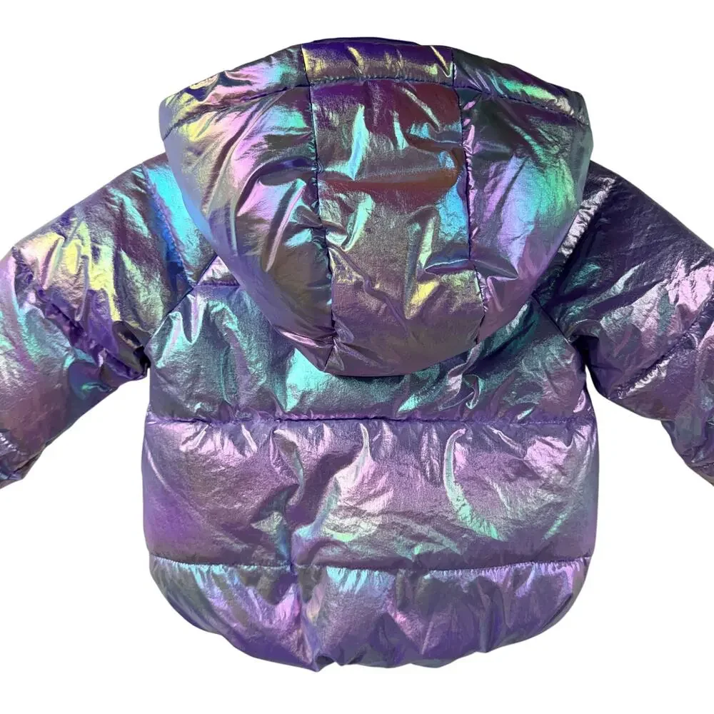 Old Navy Puffer Jacket Iridescent Purple 2T Coat With Hood
